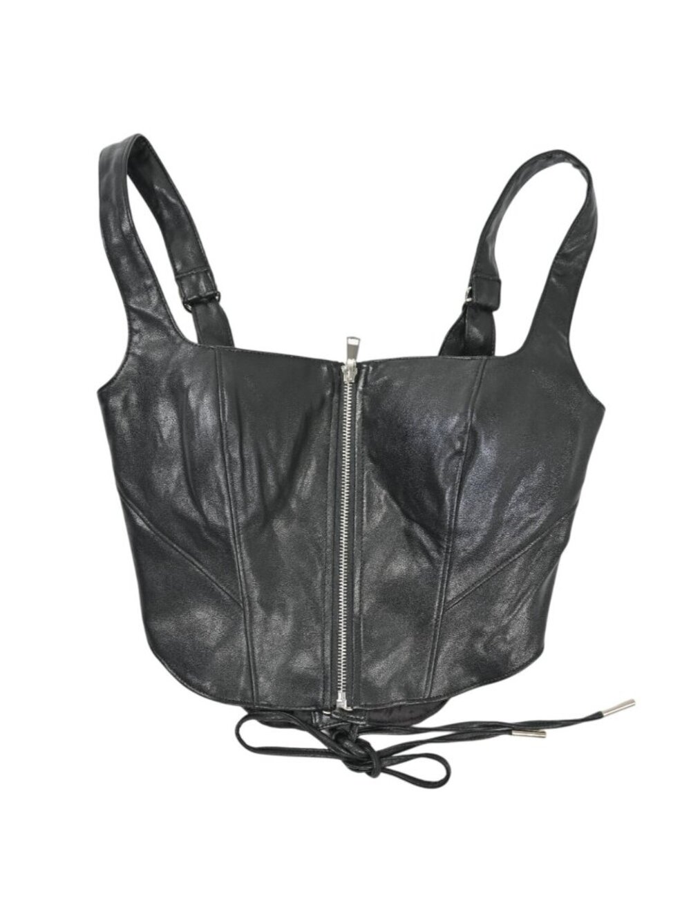Naked Wardrobe Front Zip Corset in Black